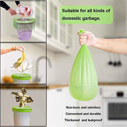 TECHSHARE 1.2 Gallon Biodegradable Trash Bags, 80 Count, Compostable Garbage Bags, 1.5 Gallon Capacity, Green - size: 1.2 Gallon, 80 Count (Pack of 1)