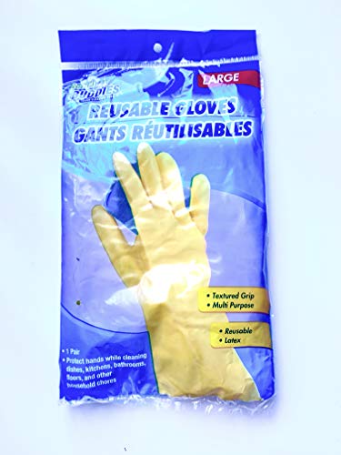 Large-Size Reusable Latex Gloves, 1-Pair Packs