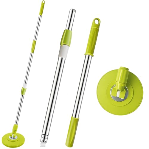 Spin Mop Replacement Handle 360 Degree Spin Mop Pole Handle Replacement Rotating Telescopic Stick for Mop Head, Ideal for Home and Household Cleaning - color: Green, style: Plastic Disc