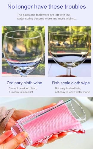 RPJFCPCS Weiliya 10pcs Cleaning Fish Scale Cloth Microfiber Nanoscale Cleaning Lint FreeEasy, No Trace High Absorption Polishing Cloth for Kitchen Home (Random Color)(30X40cm)