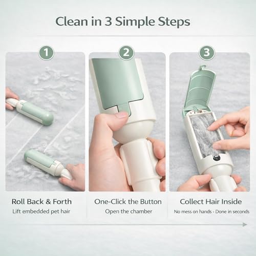Pet Hair Remover Roller- Pet Hair Removal Tool with Strong Grip for Effortless Cleaning- Pet Hair Roller Lifts Fur from Clothes, Furniture & Car- Keep Your Home Fur-Free with Easy Cat Hair Lint Roller - color: Green/White