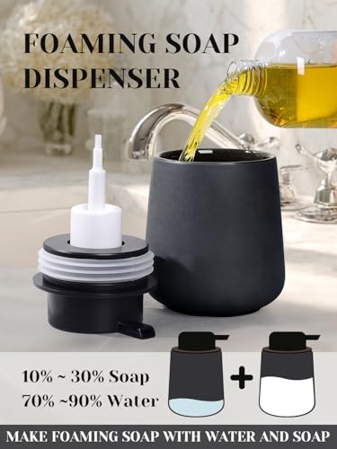 INGOFIN Ceramic Foaming Soap Dispenser - 12oz Foam Hand Soap Dispenser Bathroom, Ceramic Dish Soap Modern Dispenser with Pump for Kitchen, Matte Grey - color: Matte Grey-foam
