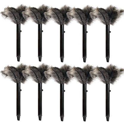Retractable Ostrich Feather Duster for Cleaning, 15 Inch Fluffy and Natural Feather Duster with Retractable Handle， Reusable Eco-Friendly Handheld Cleaning Supplies (10 pcs) - color: Model-15”-brown-10 Pieces