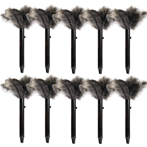 Retractable Ostrich Feather Duster for Cleaning, 15 Inch Fluffy and Natural Feather Duster with Retractable Handle， Reusable Eco-Friendly Handheld Cleaning Supplies (10 pcs) - color: Model-15”-brown-10 Pieces