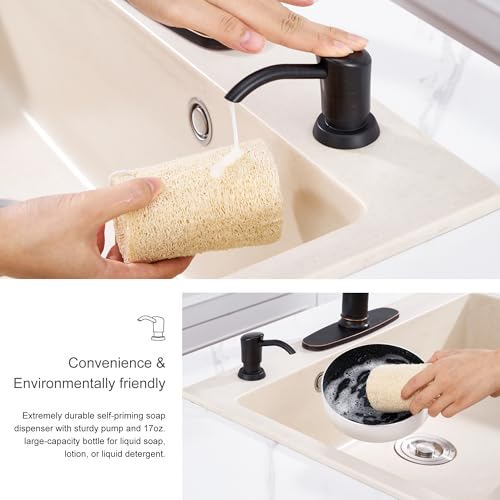 GAGALIFE Soap Dispenser for Kitchen Sink, ABS in Counter Soap Dispenser(Oil Rubbed Bronze), with 17 Ounce Large Pet Soap Bottle, Refill from The Top, Venetian Bronze - color: Oil-rubbed Bronze