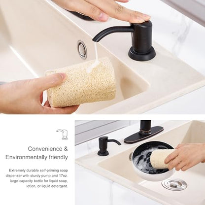 GAGALIFE Soap Dispenser for Kitchen Sink, ABS in Counter Soap Dispenser(Oil Rubbed Bronze), with 17 Ounce Large Pet Soap Bottle, Refill from The Top, Venetian Bronze - color: Oil-rubbed Bronze