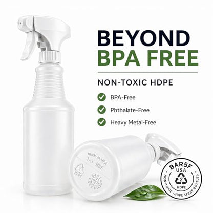 Bar5F Empty Spray Bottles (3-Pack), 24 oz – Bleach-Resistant Trigger Sprayer with Fine Mist & On/Off, Chemical-Resistant for Bleach, Vinegar & Cleaning Solutions, Refillable HDPE Bottles