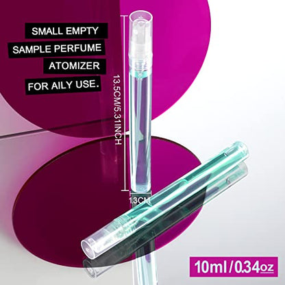Teenitor Mini Spray Bottle 20PCS, 10ml Perfume Bottle Empty Perfume Atomizer, Plastic Perfume Travel Refillable Sample Bottle, Fine Mist Spray Bottles - size: 10ml