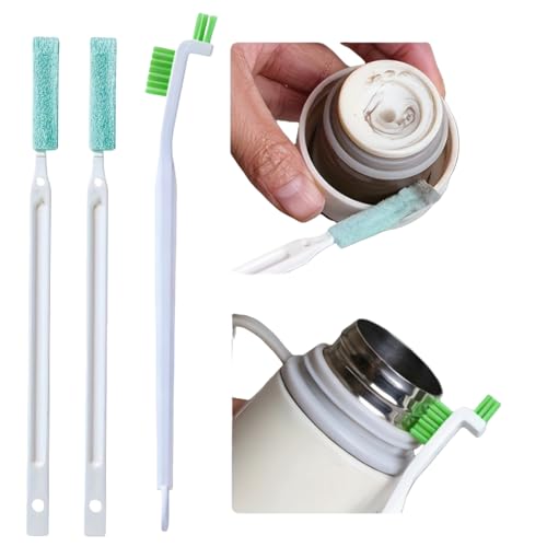 1SET Bottle Cleaning Brushes - 7.5in High Head Brush with Detachable Sponge & Bristle Heads | Hanging Hole Design for Storage