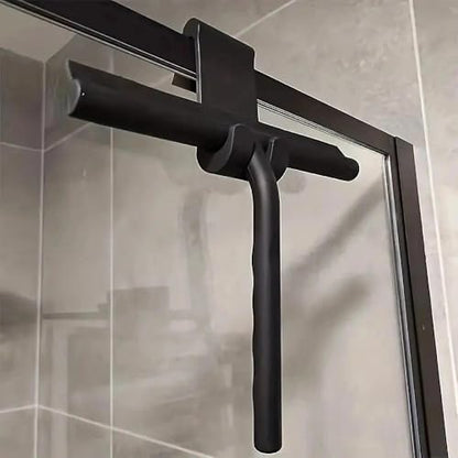 All-Purpose Stainless Steel Shower Squeegee for Bathroom, Kitchen, Shower, Floor Cleaning with Adhesive Hook Sturdy Handle, Professional Cleaners, Window Cleaning for Window Squeegee (Black) - color: Black
