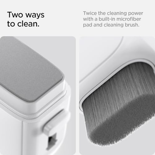 Spigen EZ Slide & Brush Screen Cleaner for Tesla Model Y 2025/26 (Juniper) & 3/Y/S/X/Cybertruck and Screens, Phones, Laptops, Tablets (Extra Microfiber Pad Included) [White] - color: White