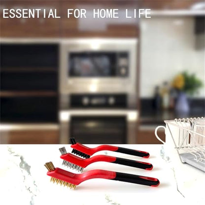 Wire Brush Set 5pcs - Nylon/Brass/Stainless Steel Bristles with Curved Handle Grip for Rust Removal, Dirt, Paint Scrubbing, Crevice Cleaning Brush for Bathroom Gap, Kitchen, Bathroom, Window, Faucets - style: Nylon/Brass/Stainless Steel/Scraper