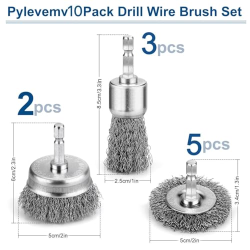 10Pcs Professional Wire Brush for Drill, Carbon Steel Cup Brush for Cleaning Rust, Wire Brush Drill Attachments with 1/4 Inch Hex Shank - style: 10Pcs