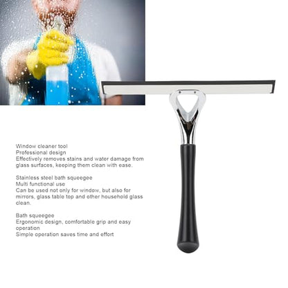 All Purpose Shower Squeegee, Stainless Steel Glass Squeegee Wiper for Shower Doors, Tile Shower Walls, Bathroom, Window, Glass, Car Mirrors and Kitchen 8.86 x 9.45in