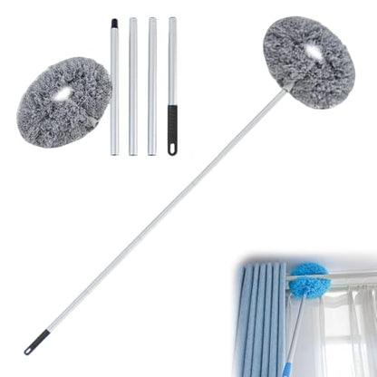 Ceiling Fan Cleaner Duster, Reusable Microfiber Duster with Extension Pole, Removable Dusters for Electric Fans Air Conditioning, Home Car Vents, Curtain (Grey-4Pole) - color: Grey-4pole