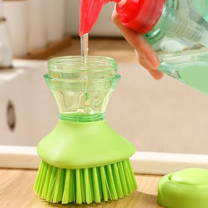 Dish Brush - Soap Dispenser Scrubber | Dishwasher Brush with Built-in Soap Dispenser and Holder, Ideal for Cleaning Pots, Pans, Sinks, Stoves, Utensils