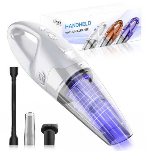 YOOHI Handheld Vacuum Cordless Rechargeable – 6000Pa Mini Hand Held Vacuum, LED Light, 20–25 Mins Runtime, USB Charging, 500ML Cup – Lightweight Small Vacuum Cleaner Cordless for Car/Office/Home - color: Cream