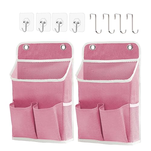 Hanging Basket for Organizing, Wall Organizer with Pockets and Over The Door Organizer，Can for Home, Closet, Office and Camper (2 Pink) - color: Pink, size: 2 pack