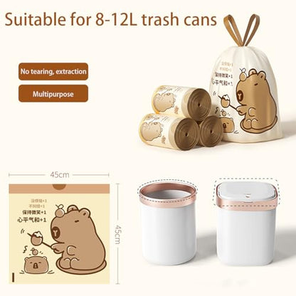 50Pcs/Roll Cartoon Drawstring Garbage Bag Large Capacity Handheld Thickened Trash Bag