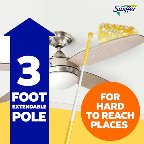 Swiffer Duster Kit with 3 ft Extendable Handle, Heavy Duty Dusting Starter Kit with 3 Refills, for Ceiling Fans, Vents and Hard to Reach Places - size: 4 Piece Set