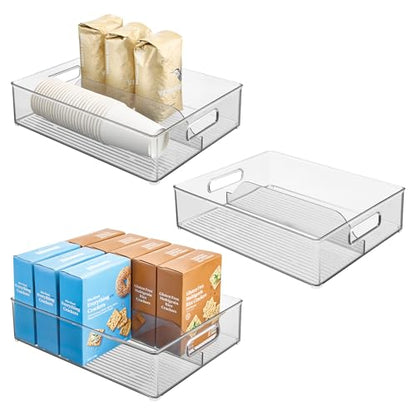iDesign Divided Pantry Bin with Handles, Set of 3, Clear | For Pantry, For Refrigerator, For Freezer - style: Pack of 3