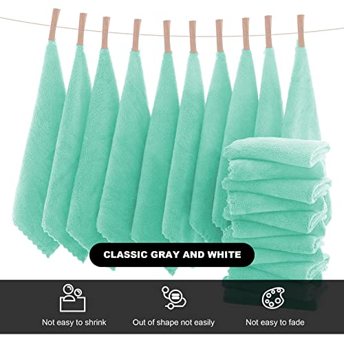 MOONQUEEN Microfiber Facial Cloths Fast Drying Washcloth 12 Pack - Premium Soft Makeup Remover Cloths - Aqua Green - color: Aqua Green, size: 12x12 Inch (Pack of 12)