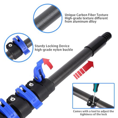 Carbon Fiber Extension Pole 4.7-30FT Telescoping Paint Roller Extendable Pole Lightweight Sturdy Extension Poles with Universal Threaded Head Multi-Use Pole - size: 30 Feet