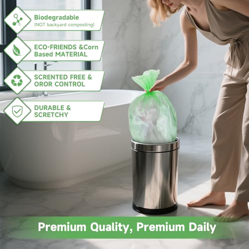 5 Gallon Trash Can Bags - Green Unscented Biodegradable Garbage Bag 100 Count Bulk Strong Thick Puncture Resistant Waste Basket Liners Great for Kitchen or Yard Waste Heihaily - style: Bio-5Gal-Green100