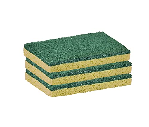 Scrubee Heavy Duty Scrub Large Sponge with Scouring Pad, Kitchen Dishwashing, Sink, Pot and Frying Pan Cellulose Scrubber Sponge Non Scratch. By Superio… (6" 3 Pack) - color: Large Green, size: 3-pack