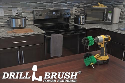 Drill Powered Kitchen Cleaning Supplies - Kitchen Scrubbing Accessories - Drill Brush Household Cleaner - Oven Cleaning Tool - Stovetop Scrubber Brushes - Kitchen Sink Scrub Brush - Frying Pan Brush - color: Green