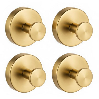 Rise age Suction Cup Gold Shower Hooks, Suction Towel Hooks for Bathrooms | Waterproof, No Drill, Heavy Duty, Stainless Steel, Removable, Renter Friendly, Easy to Install, Gold 4 Pcs - color: Gold