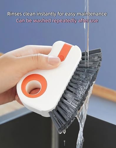 2 in 1 Groove Cleaning Brush for Window Tracks & Sliding Door Tracks, Hard Bristle Scrubber with Hidden Scraper for Window Sills, Window Seals, and Narrow Crevices (Gray) - color: Gray