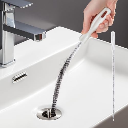 2pcs Flexible Drain Hair Clog Remover Brush, Sink Dredge Cleaning Tool, Long Handle Pipe Cleaner for Bathroom & Kitchen
