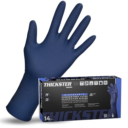 SAS Safety 6604-20 Thickster Powder Free Exam Grade Disposable Latex 14 Mil Gloves, Extra Large, 50 Gloves by Weight - size: X-Large (Pack of 50)