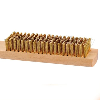 MAXMAN Brass Brush, Soft Brass Bristles Wire Brush for Cleaning Metal Rust, Welds, Home and Kitchen, Wire Scratch Brushes with 10" Beechwood Handle - style: 8 rows 20 bristles 1PCS