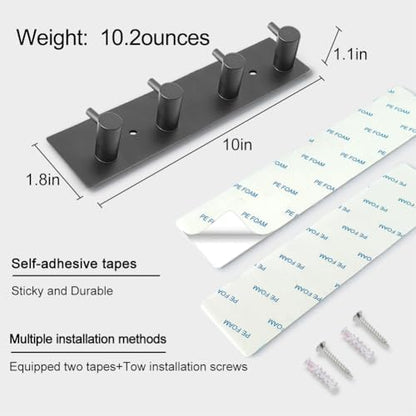 VIRFIN Key Hooks for Wall, Self Adhesive Key Holder for Wall with 2 Self-Adhesive Tapes, No Damage Key Holder Rack for Wall with 4 Key Hooks for Entryway, Door, Bathroom, Kitchen - size: 4 Hooks