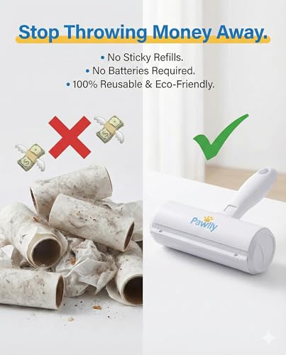 Pet Hair Remover Roller – Reusable Lint Roller for Pet Hair, Dog & Cat Hair Remover – Self-Cleaning Fur Removal Tool for Couch, Sofa, Furniture, Carpet, Car Seats & Bedding – No Refills Needed