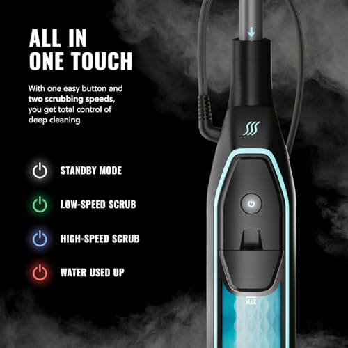 Pursteam ScrubMaster Steam Mop with Dual Scrubbing Head, LED Headlights, Adjustable Steam Control, Anti-Slip Swivel Head, Cable Holder & Upright Lock - size: Steam Mop - ScrubMaster