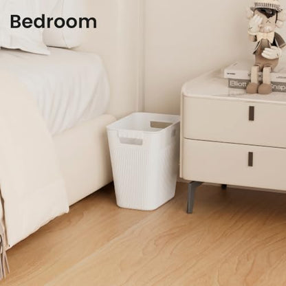 JOYMOOP Slim Trash Can 5-Pack, 2.2 Gallon Plastic Wastebasket for Bathroom, Bedroom, Office, Kitchen with 4 Rolls Bags, White - color: White, size: 5 pcs Waste Baskets+ 4 Rolls of Trash Bags