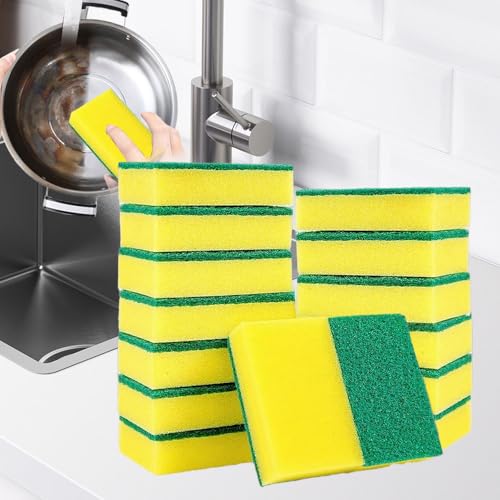 15 Pcs Kitchen Cleaning Sponge, Double Face Non-Scratch Scrub Sponge, Long Lasting, Super Absorbent Cleaning Supplies, for Kitchen Dishes and Cleaning