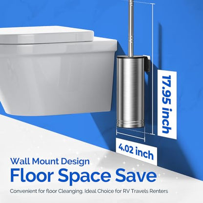 HAMITOR Toilet Brush and Holder Set: 304 Stainless Steel Heavy Duty Deep Cleaning Bowl Cleaner Brush with Curved Bristle - Wall-Mounted for Home Apartment Bathroom Accessories Silver 1 Pack - color: Silver