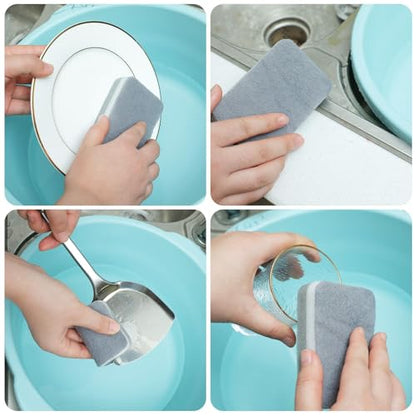 Tanlade 240 Pcs Individually Wrapped Sponge Dishwashing Sponge Bulk Non Scratch Scrub Sponges Kitchen Scouring Pad for Household Cleaning Rental Dishes Hotel Apartment Car (Gray,White) - color: Gray, White