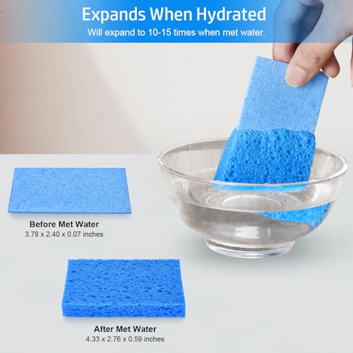 8PCS Compressed Kitchen Sponges for Household Use, Zero Scratch Scrub | Save Space, Premium Dish Sponges Kitchen Natural, Non Scratch Cleaning Sponges for Dishes, Blue & White Dishwashing Brushes