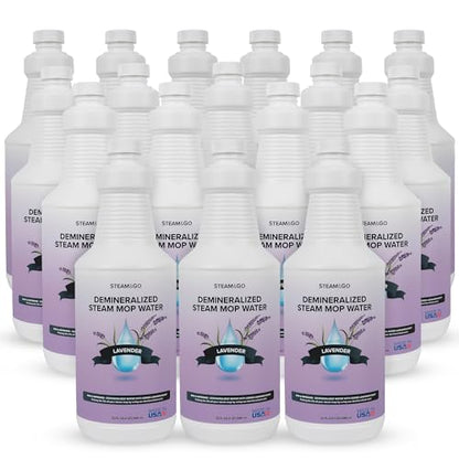 Steam & Go Demineralized Water for Steam Mop – Lavender Scent, 32 oz (Pack of 18)| Scented Floor Cleaner Solution, Ready-to-Use, Compatible with Any Steam Cleaner - size: 32 Fl Oz (Pack of 18)