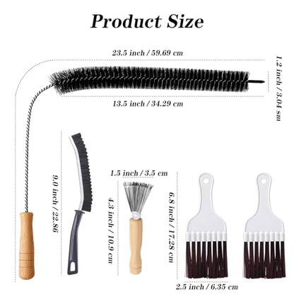 Refrigerator Coil Cleaning Brush Kit, 5-Pack Fridge Coil Cleaner Tools, Cleaner Brush Accessories for Refrigerator, Dryer Vents, Pipe, Sink, Toilet, Shower