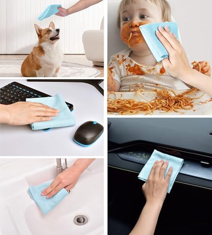 KitchLife Microfiber Cleaning Cloth Roll - Tear-Away Reusable Microfiber Paper Towels, Lint-Free, Washable, 20 Sheets for Kitchen, Car, Dishes, and Sensitive Surfaces (Blue) - color: Blue