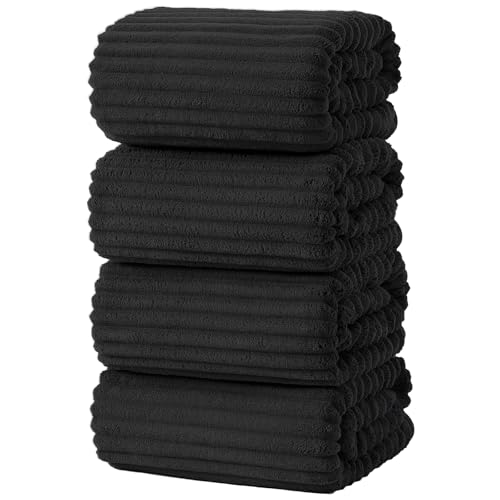 4 Pack Microfiber Bath Towels, 30x60 Inches Oversized Bath Sheets for Adults, Super Absorbent & Quick Dry Shower Towels, Lint Free Lightweight Body Towels for Bathroom, Gym & Travel (Black) - color: Black, size: 30x60 Bath Towels of 4