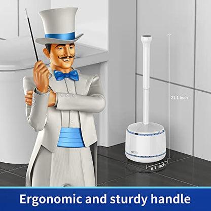 MR.SIGA Toilet Plunger with Holder, Heavy Duty Toilet Plunger and Holder Combo for Bathroom Cleaning, White - color: White