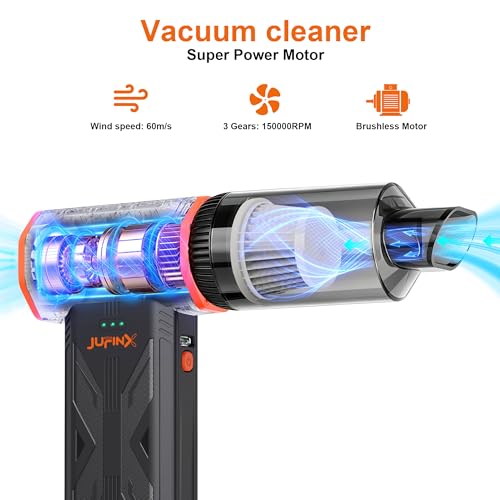 F32MAX Compressed Air Duster-150,000RPM Super Power Electric Air Duster and Vacuum Cleaner & Bag Vacuum Sealer 3-in-1，for PC Keyboard Cleaning, Car Interior Cleaning.