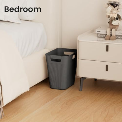 JOYMOOP Slim Trash Can 3-Pack, 2.2 Gallon Plastic Wastebasket for Bathroom, Bedroom, Office, Kitchen with 4 Rolls Bags, Black - color: Black, size: 3 pcs Waste Baskets+ 4 Rolls of Trash Bags